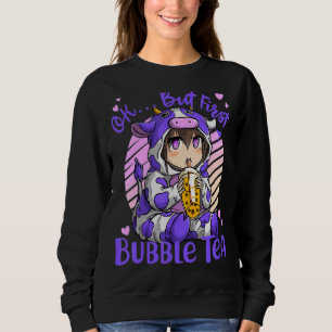 Sweatshirt Ok Mais Premier Buble Tea Boba Tea Cow Blue Kid
