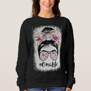Sweatshirt Oma Vie Bleached Messagerie Cheveux Bun Floral Fem