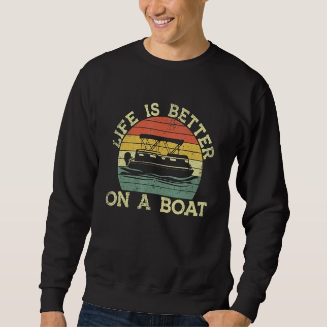 Sweatshirt On A Boating Boat Captain Vintage Pontoon (Devant)