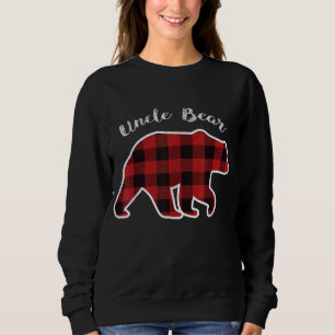 Sweatshirt ONCLE BEAR Men Red Plaid Christmas Pajama Famille 