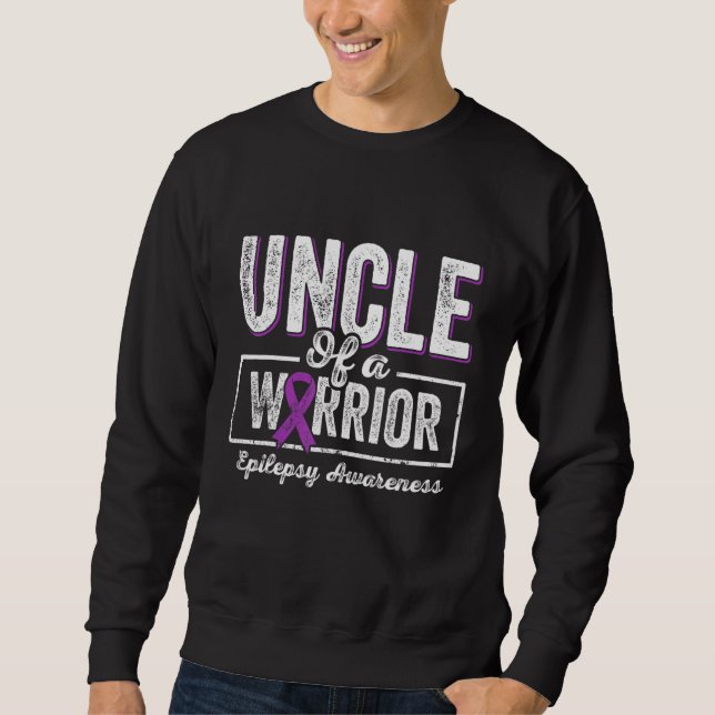 Sweatshirt Oncle d'un guerrier Epilepsie Oncle Ruban Violet S (Devant)