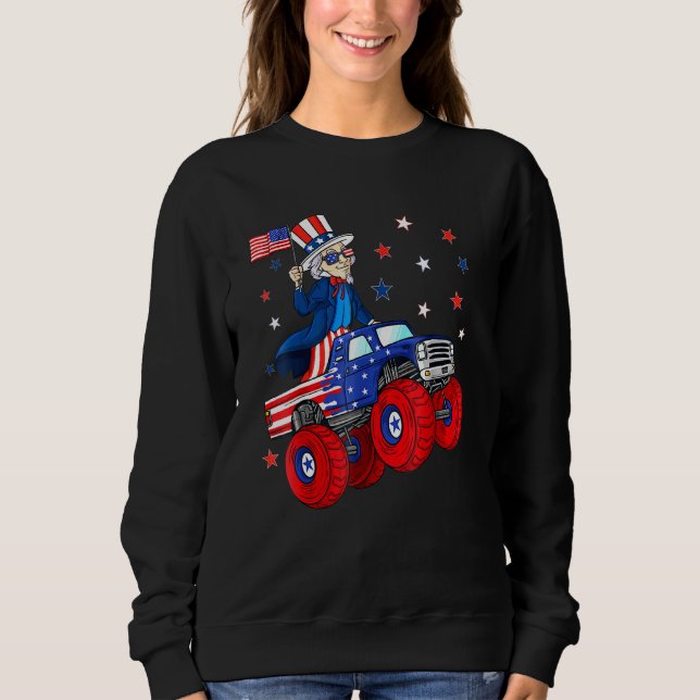 Sweatshirt Oncle Sam équitation Monster Camion 4 juillet Garç (Devant)