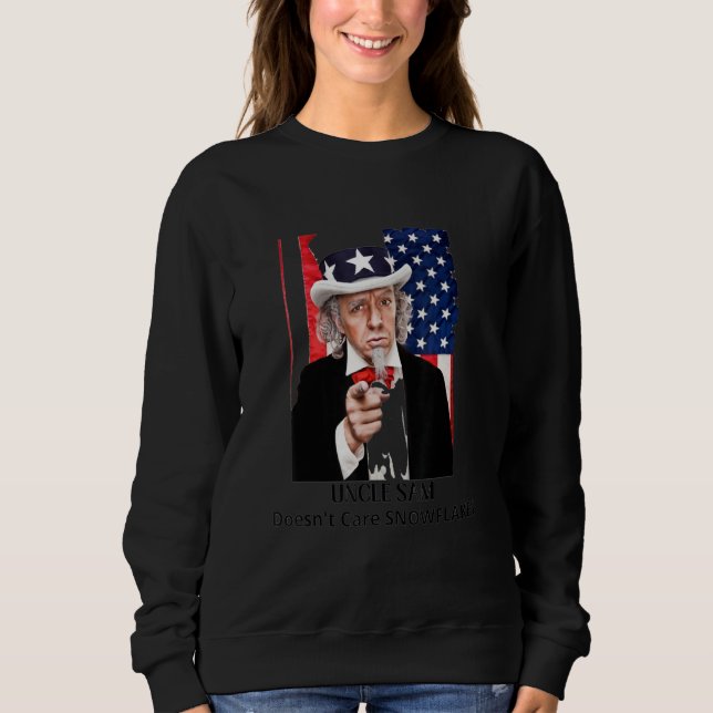 Sweatshirt Oncle Sam Se fiche des flocons de neige Drapeau am (Devant)