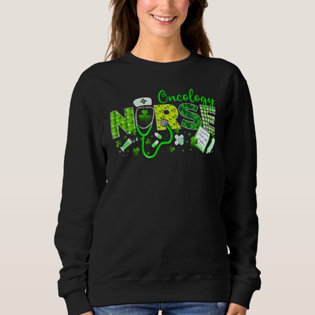 Sweatshirt Oncologie Infirmière Jour de la Saint Patrick Love (Devant)