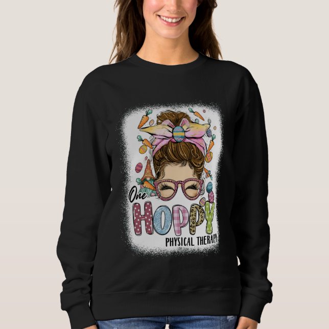 Sweatshirt One Hoppy Physical Therapy Leopard Bunny Messy Bun (Devant)