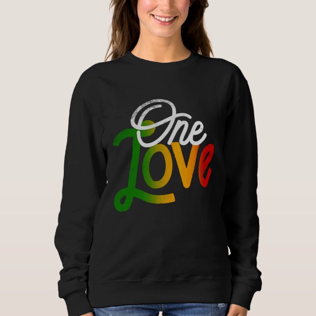 Sweatshirt One Love Heart Rasta Reggae Roots Clothing T  Peac (Devant)