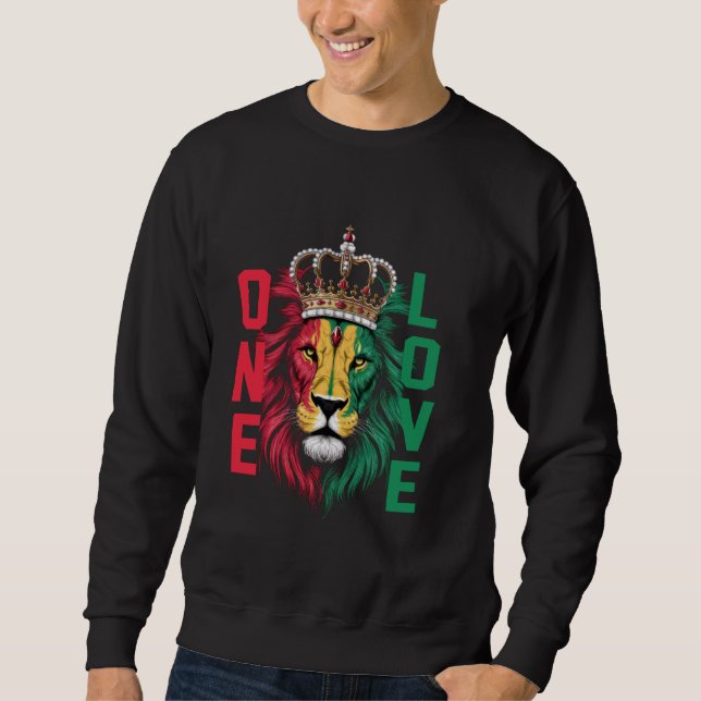Sweatshirt One Love Rasta Lion Jamaican Pride Reggae African (Devant)