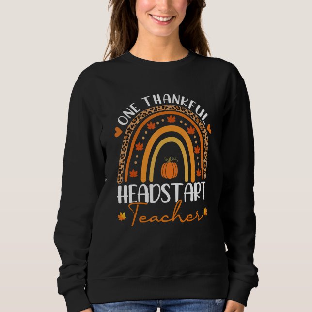 Sweatshirt One Thankful Headstart Teacher Rainbow Leopard Tha (Devant)