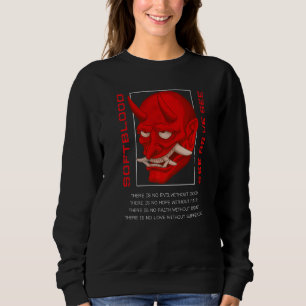 Sweatshirt Oni Demon Masque Japonais Noir Rouge Designer