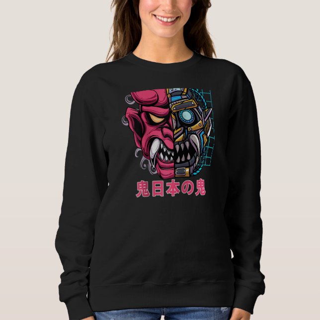 Sweatshirt Oni Japonais Masque Démon Cyborg Devil Japon Folkl (Devant)