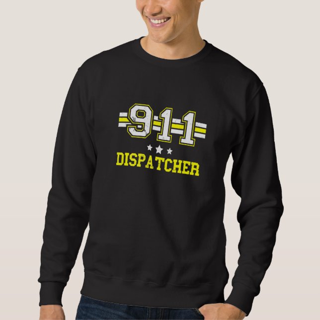 Sweatshirt Opérateur de dispatching 911 Ligne jaune fine Disp (Devant)