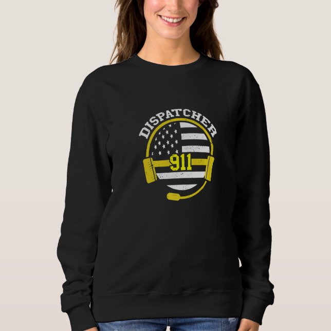 Sweatshirt Opérateur de dispatching 911 Usa Casque Drapeau Mi (Devant)