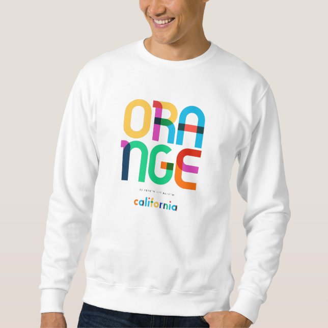 Sweatshirt Orange California Mid Century, Pop Art, (Devant)