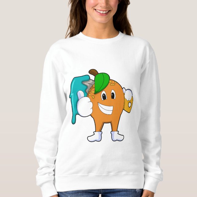 Sweatshirt Orange comme Peintre avec pinceau (Devant)