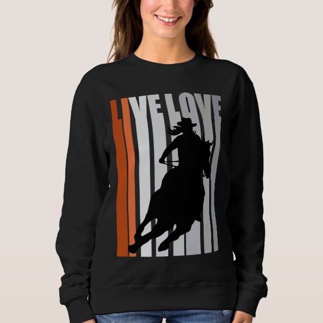 Sweatshirt Orange Love Rodeo Barrel Racing Race Racer Women C (Devant)