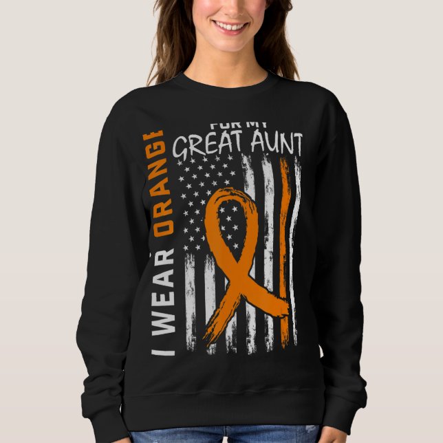 Sweatshirt Orange Pour Ma Grande Tante Multiple Sclerosis Awa (Devant)