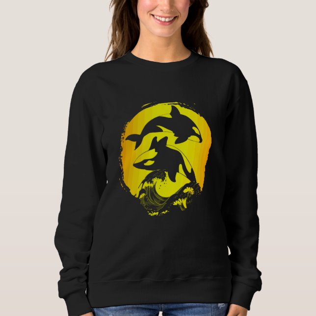 Sweatshirt Orca Animal  Animal Marin Vagues Orque Long  (Devant)