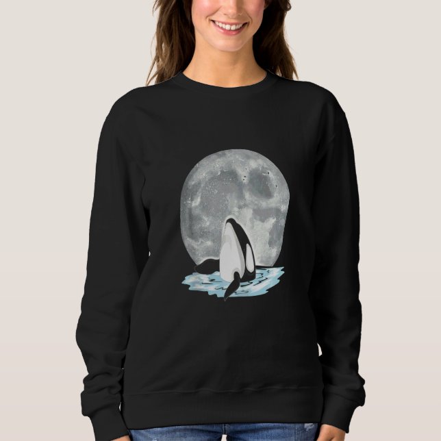 Sweatshirt Orca Clair de Lune Pleine Lune Océan Animal Orque (Devant)