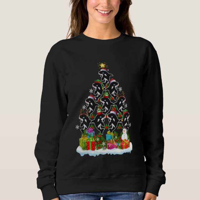 Sweatshirt Orca Fish  Xmas Holiday  Orca Christmas Tree Long  (Devant)