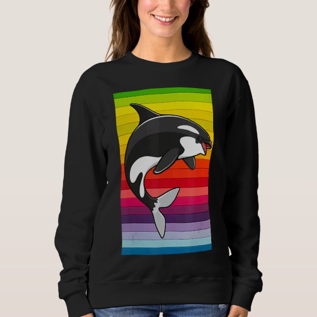 Sweatshirt Orca Whale Vintage 80s Retro (Devant)