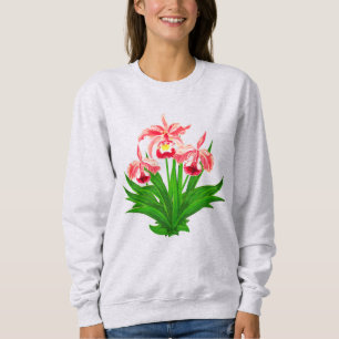Sweatshirt Orchidées sauvages - Orchidées roses de corail et 