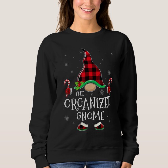 Sweatshirt Organized Gnome Buffalo Plaid Matching Family Chri (Devant)