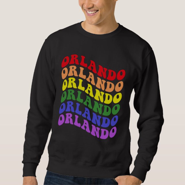 Sweatshirt Orlando Gay Pride Rainbow LGBTQ LGBT Groovy Retro (Devant)