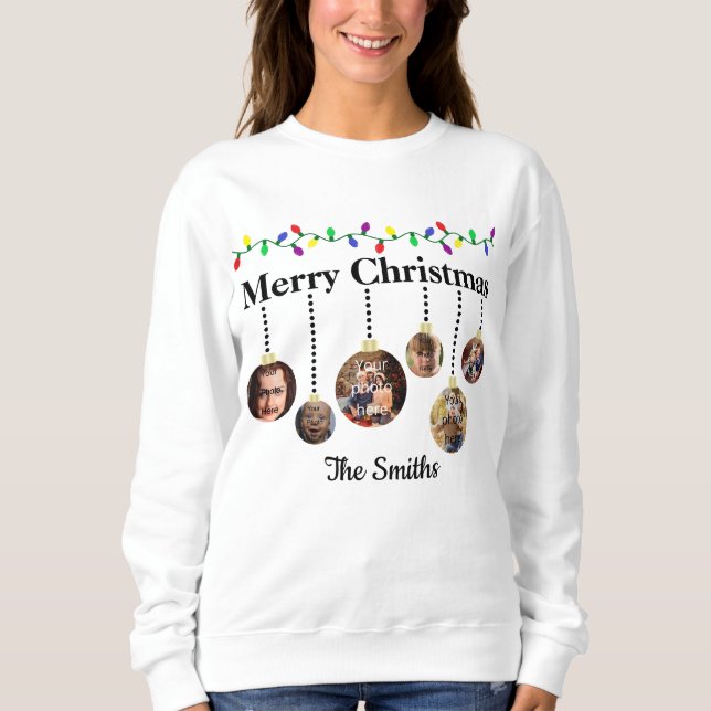 Sweatshirt Ornement de Noël personnalisable (Devant)