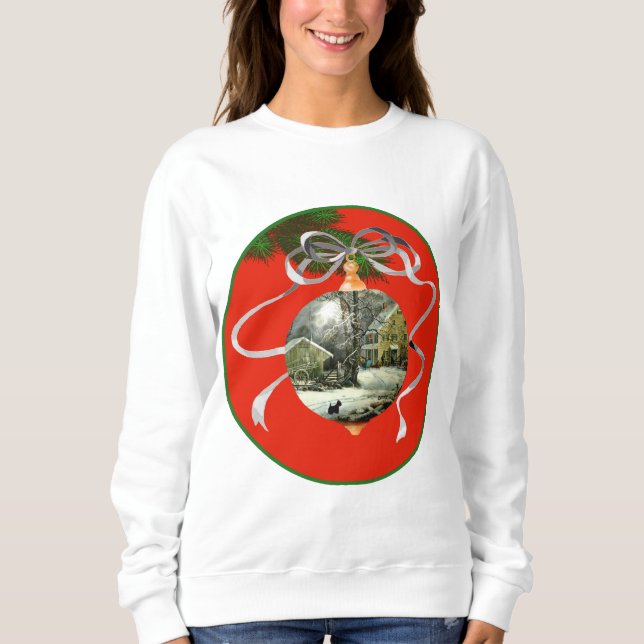 Sweatshirt Ornement Scottish Terrier d'hiver (Devant)