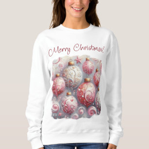 Sweatshirt Ornements de Noël impressionniste Whimsical rose