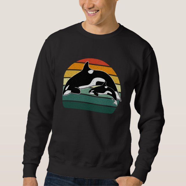 Sweatshirt Orque Baleine Mer Animal Rétro (Devant)