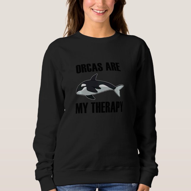 Sweatshirt Orques Comme Thérapie Océan Cute Baleine Long Manc (Devant)