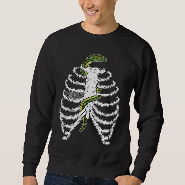 Sweatshirt Os De Cage De Rib Avec Serpent Et Araignée Hallowe (Devant)