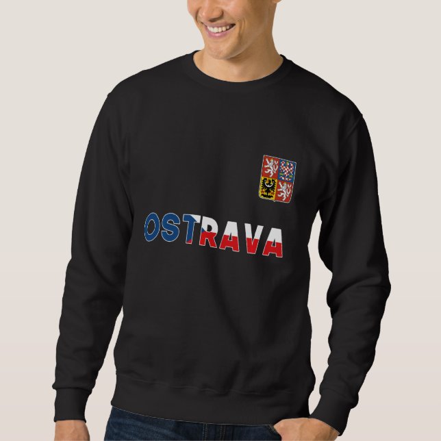 Sweatshirt Ostrava République Tchèque Drapeau Cardiaque Lion  (Devant)