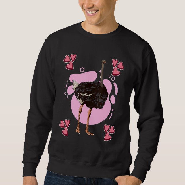 Sweatshirt Ostrich Coeur Design Oiseau Stuff Ostriches (Devant)