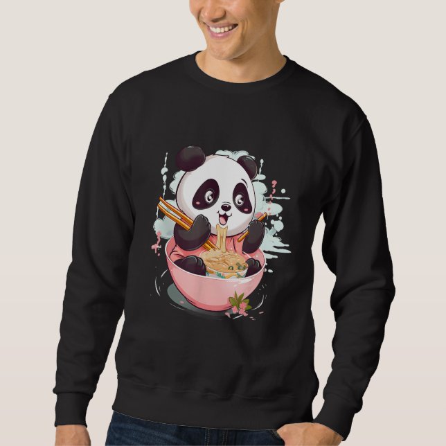 Sweatshirt Otaku Panda Mange Japonais Ramen Noodles (Devant)