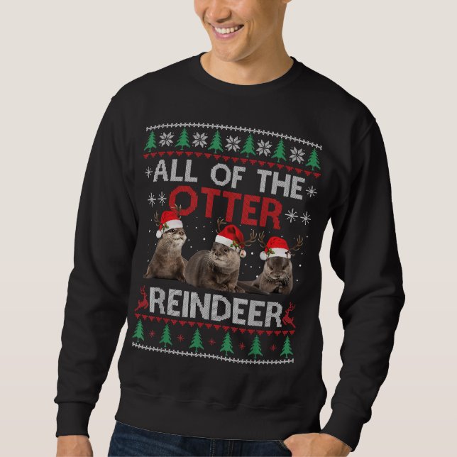 Sweatshirt Otter Gift | Tous Noël De Otter Reindeer (Devant)
