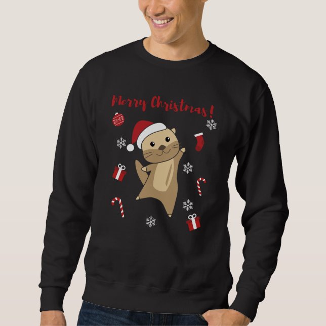 Sweatshirt Otter Noël Neige Animaux d'hiver Otter (Devant)