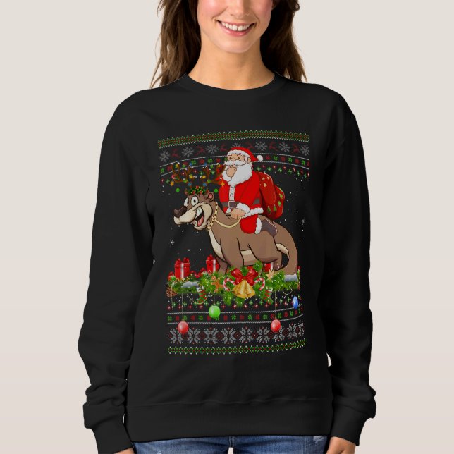 Sweatshirt Otter  Ugly Santa Riding Otter Christmas (Devant)