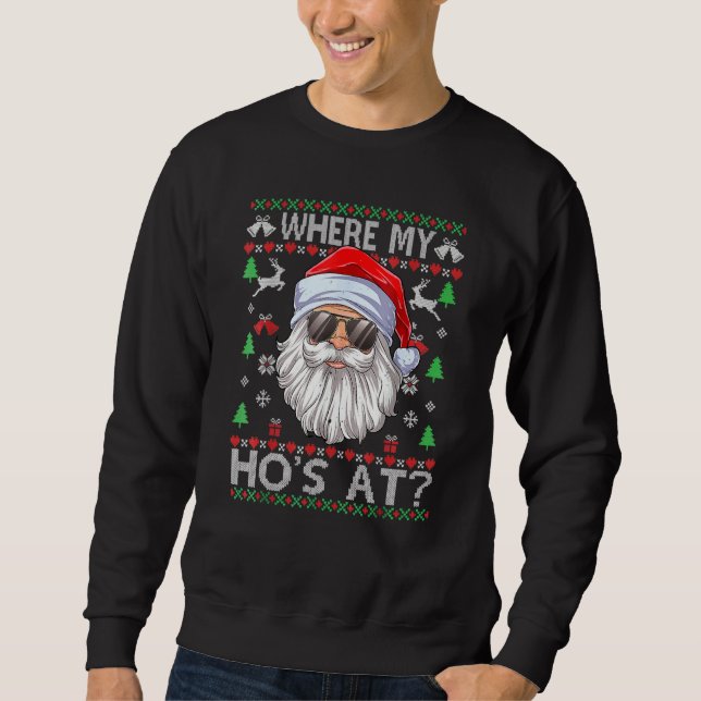 Sweatshirt Où sont mes nanas pull de Noël moche style (Devant)