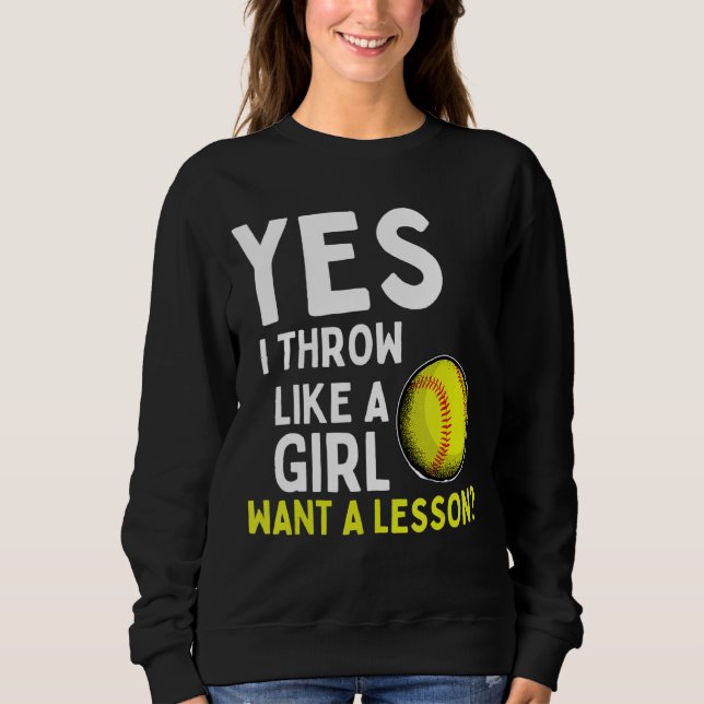 Sweatshirt Oui Je Jette Comme Une Fille Veut Une Leçon 1 (Devant)