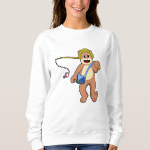 Sweatshirt Ours à la pêche avec une baguette de pêche