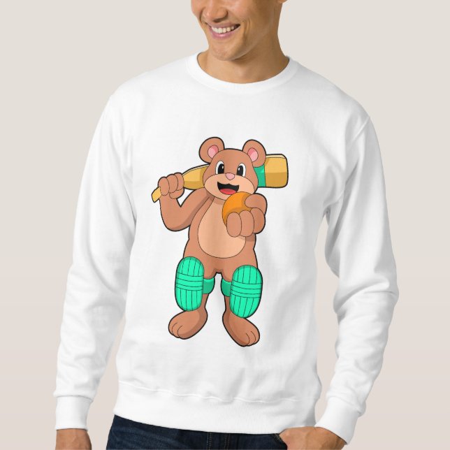 Sweatshirt Ours au cricket avec chauve-souris de cricket (Devant)