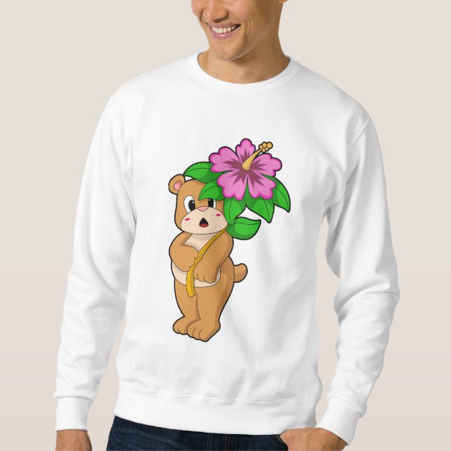 Sweatshirt Ours avec Hibiscus aux fleurs (Devant)
