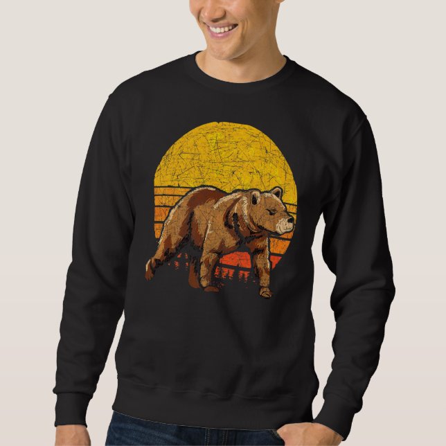 Sweatshirt Ours Brown Forêt Animal Retro Ours couché de solei (Devant)