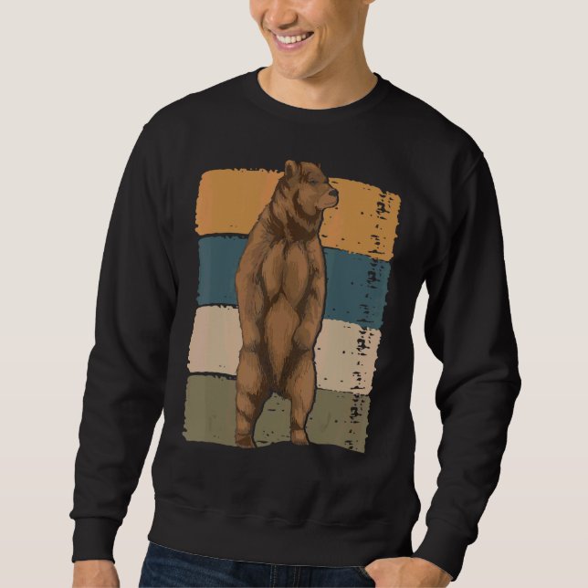 Sweatshirt Ours Brown rétro Ours animal sauvage Ours 1 (Devant)