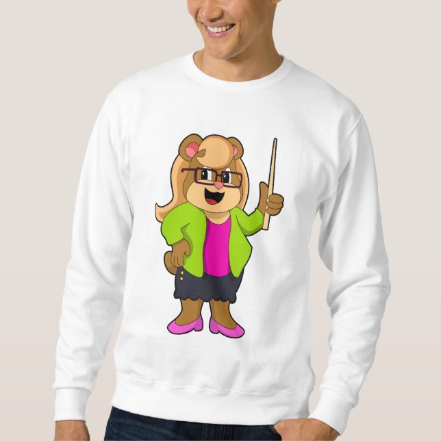Sweatshirt Ours comme enseignant avec lunettes (Devant)