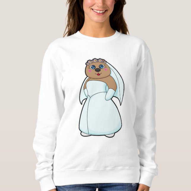 Sweatshirt Ours comme fiancée avec couronne de fleurs (Devant)