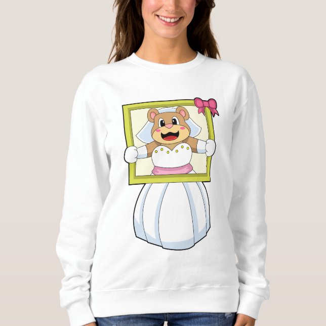 Sweatshirt Ours comme mariée avec robe de mariée & cadre phot (Devant)