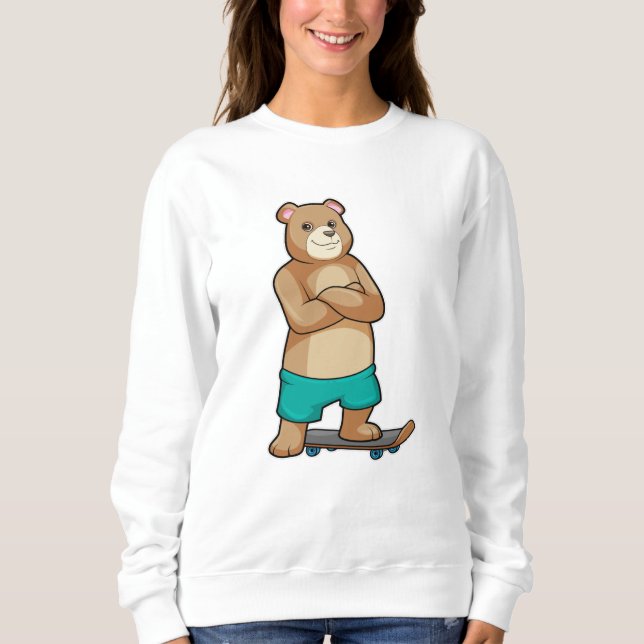 Sweatshirt Ours comme patineur avec skateboard (Devant)